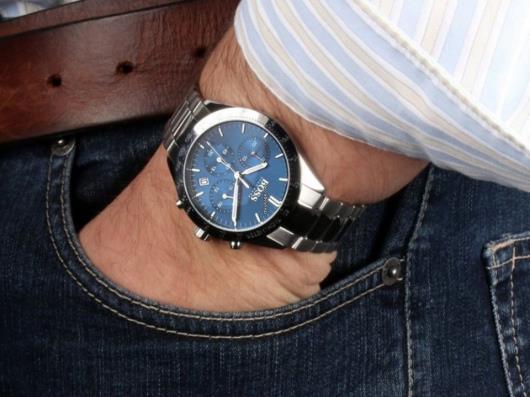 Shop Hugo Boss Talent Blue Dial Silver Steel Strap Watch for Men - 1513582 in USA
