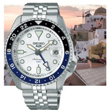 Shop Seiko 5 Sports SKX GMT Automatic Sky Blue Dial Silver Steel Strap Watch For Men - SSK033K1 in USA