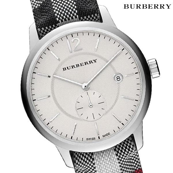 Shop Burberry The Classic Horseferry Silver Dial Black Leather Strap Watch for Men - BU10002 in USA