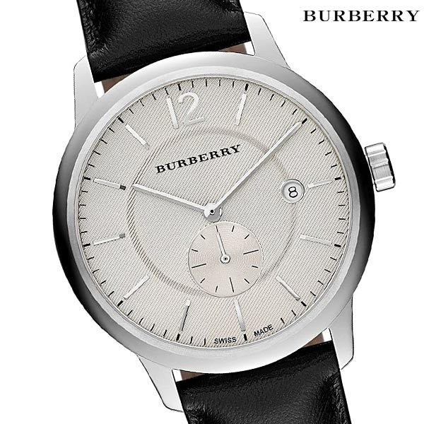 Shop Burberry The Classic Horseferry Beige Dial Black Leather Strap Watch for Men - BU10000 in USA
