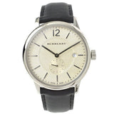 Shop Burberry The Classic Horseferry Beige Dial Black Leather Strap Watch for Men - BU10000 in USA