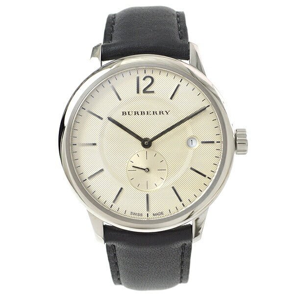 Shop Burberry The Classic Horseferry Beige Dial Black Leather Strap Watch for Men - BU10000 in USA
