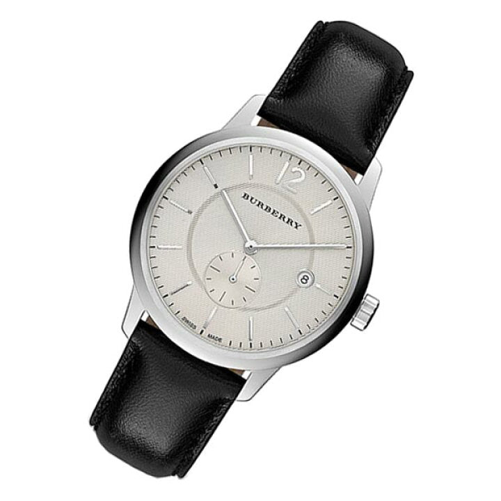 Shop Burberry The Classic Horseferry Beige Dial Black Leather Strap Watch for Men - BU10000 in USA