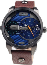 Diesel Mini Daddy Analog Blue Dial Brown Leather Strap Watch For Men - DZ7339 Buy Now By Diesel