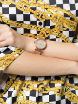 Versace Meander White Dial Rose Gold Mesh Bracelet Watch for Women - VELW00620