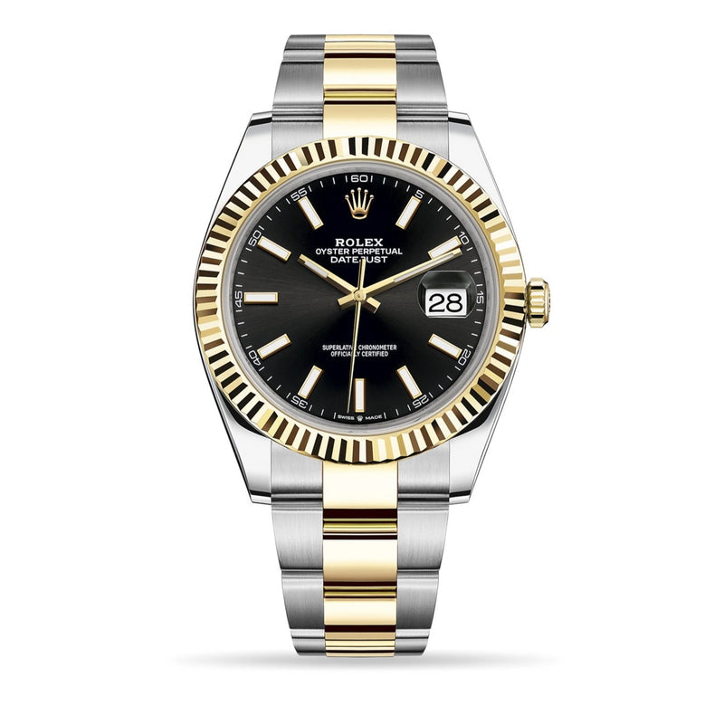 Shop Rolex Datejust 41 Black Dial Two Tone Oystersteel White Gold Strap Watch for Men - M126333-0013 in USA