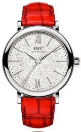 IWC Portofino Automatic Diamonds Silver Dial Red Leather Strap Watch for Women - IW357408 Buy Now By IWC