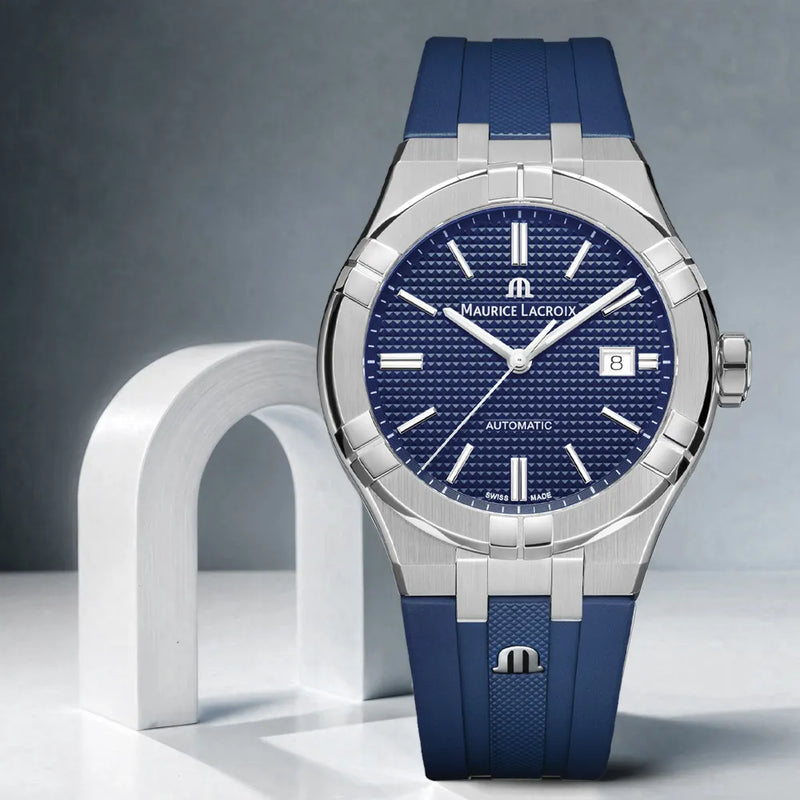 Maurice Lacroix Aikon Automatic Date Blue Dial Blue Silicone Strap Watch For Men - AI6008-SS000-430-4 Buy Now By Maurice Lacroix