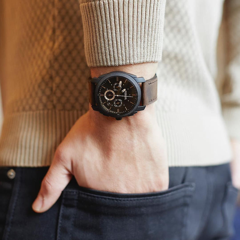 Fossil Machine Flight Chronograph Brown Dial Brown Leather Strap Watch for Men - FS4656 Buy Now By Fossil