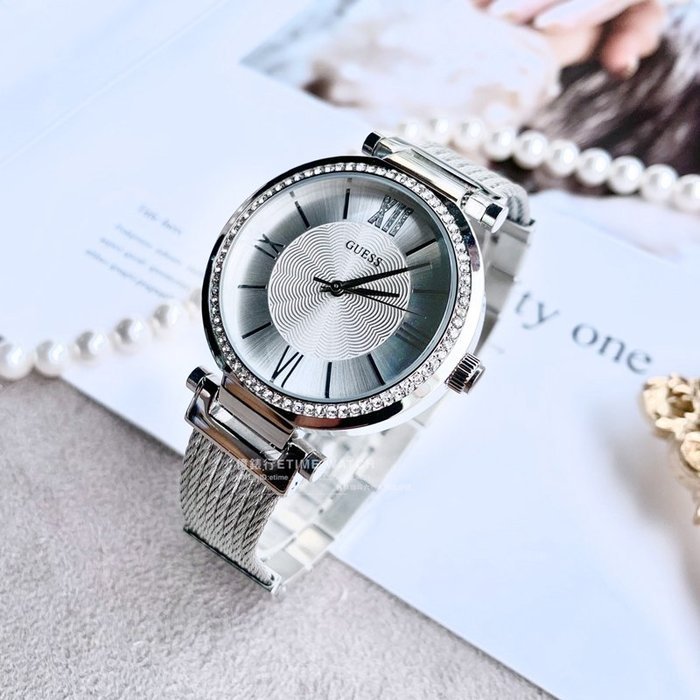 Guess Soho Silver DIal Stainless Steel Mesh Bracelet Watch For Women - W0638L1 Buy Now By Guess
