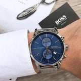 Hugo Boss Jet Chronograph Blue Dial Silver Mesh Bracelet Watch for Men - 1513441