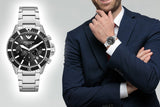 Emporio Armani Diver Chronograph Quartz Black Dial Silver Steel Strap Watch For Men - AR11360 Buy Now By Emporio Armani