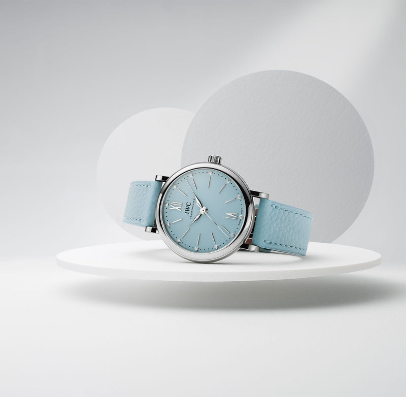 Shop IWC Portofino Automatic Blue Dial Blue Leather Strap Watch for Women - IW357416 in USA
