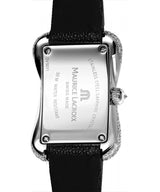 Shop Maurice Lacroix Fiaba Black Dial with Diamonds Black Leather Strap Watch for Women - DV5012-SD531-350 in USA