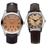 Emporio Armani Classic Quartz Beige Dial Brown Leather Strap Watch For Men - AR0646 Buy Now By Emporio Armani