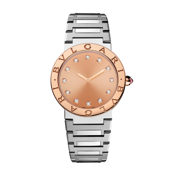 Bvlgari Bvlgari Bvlgari Resort Limited Edition Diamonds Gold Dial Silver Steel Strap Watch for Women - BVLGARI103682