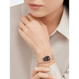 Bvlgari Serpenti Seduttori Diamonds Black Dial Rose Gold Steel Strap Watch for Women - SERPENTI103453