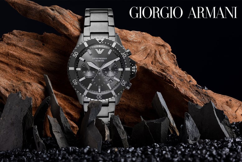 Emporio Armani Diver Chronograph Black Dial Black Steel Strap Watch For Men - AR11363 Buy Now By Emporio Armani