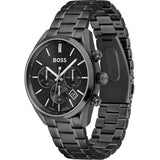 Hugo Boss Champion Chronograph Black Dial Black Steel Strap Watch for Men - 1513960
