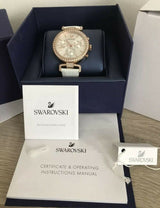 Swarovski Era Journey Silver Dial White Leather Strap Watch for Women - 5295369 Buy Now By Swarovski