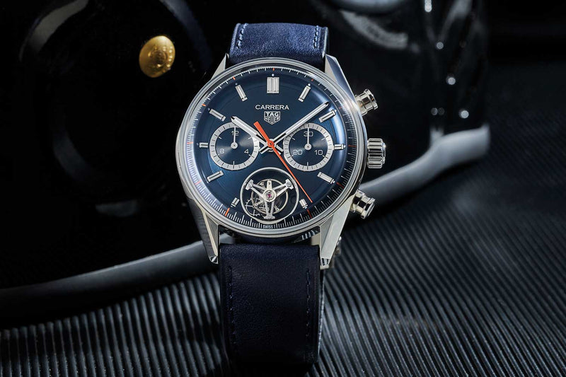 Tag Heuer Carrera Chronograph Blue Dial Blue Leather Strap Watch for Men - CBS2212.FC6535 Buy Now By Tag Heuer