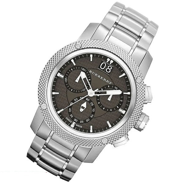 Shop Burberry Utilitarian Chronograph Black Dial Silver Steel Strap Watch For Men - BU9800 in USA
