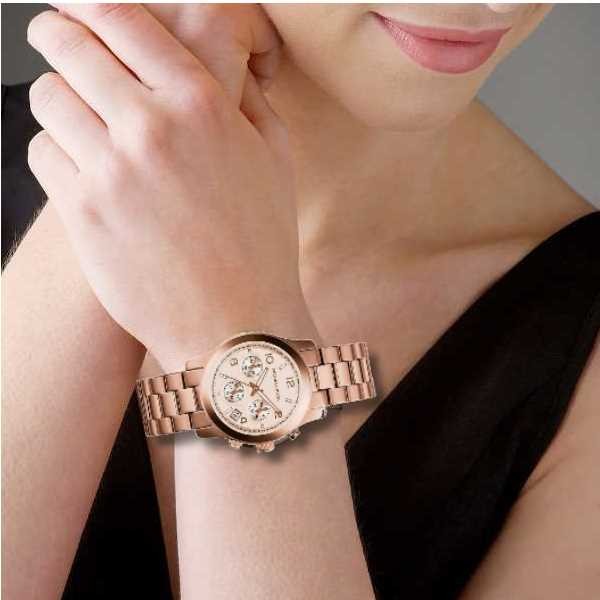 Michael Kors Runway Rose Gold Dial Rose Gold Steel Strap Watch for Women - MK5128 Buy Now By Michael Kors