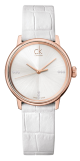 Calvin Klein Accent White Dial White Leather Strap Watch for Women - K2Y2Y6KW Buy Now By Calvin Klein