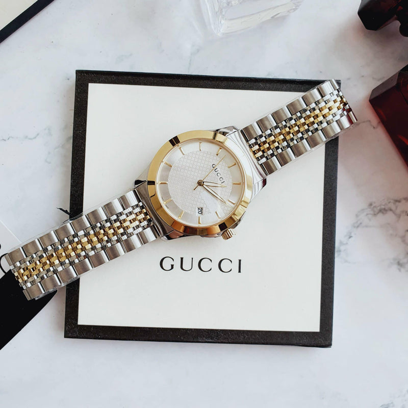 Gucci G Timeless Silver Dial Two Tone Steel Strap Watch For Men - YA126409 Buy Now By Gucci
