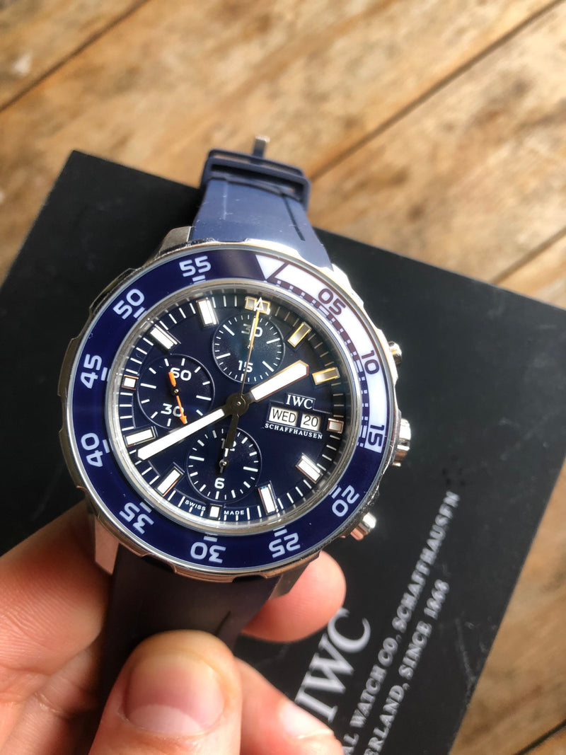 IWC Aquatimer Chronograph Blue Dial Blue Rubber Strap Watch for Men - IW376711 Buy Now By IWC