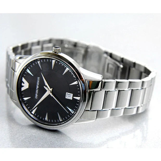 Emporio Armani Classic Quartz Black Dial Silver Steel Strap Watch For Women - AR2441 Buy Now By Emporio Armani