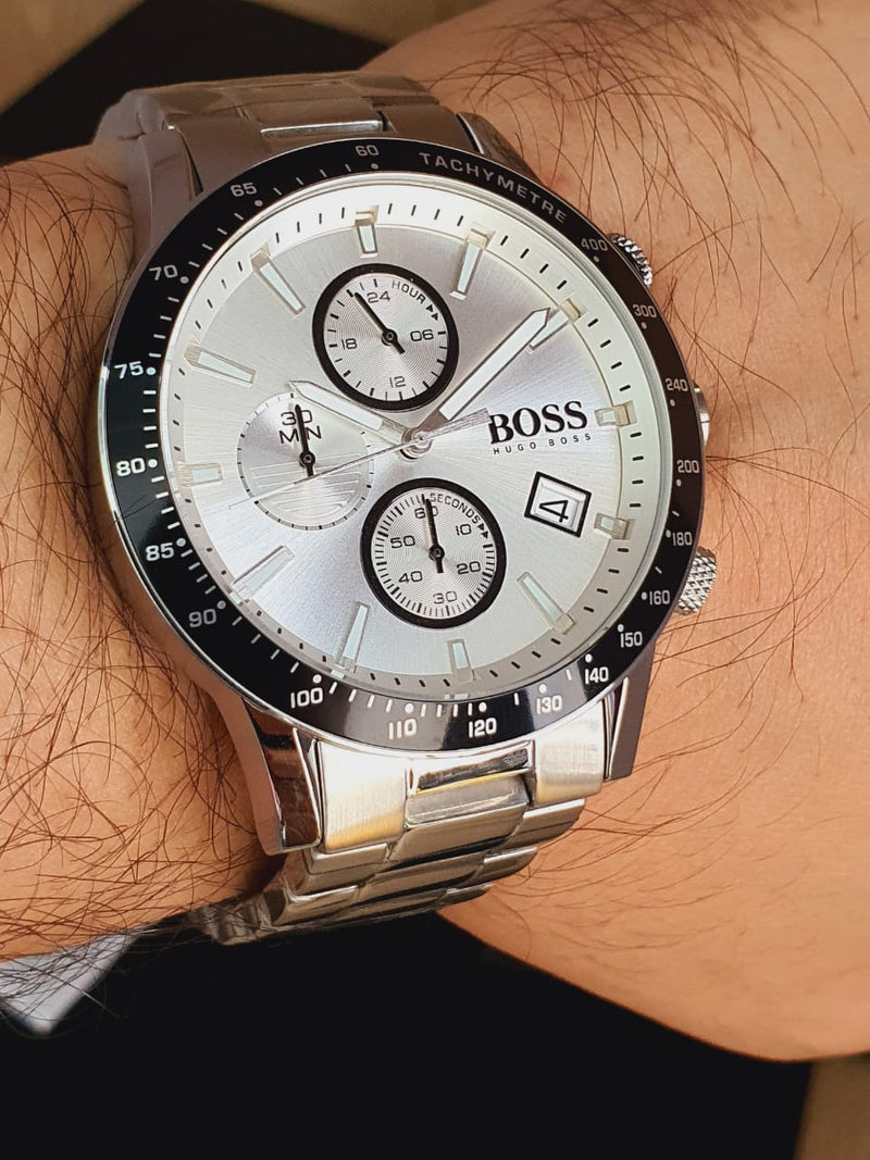 Hugo Boss Rafale Competitive Sport Silver Dial Silver Steel Strap Watch for Men - 1513511 Buy Now By Hugo Boss
