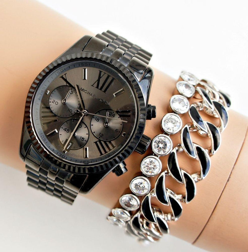 Michael Kors Lexington Chronograph Black Dial Black Steel Strap Watch For Women - MK5709 Buy Now By Michael Kors