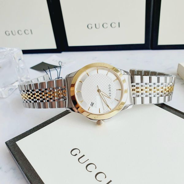 Gucci G Timeless Silver Dial Two Tone Steel Strap Watch For Men - YA126409 Buy Now By Gucci