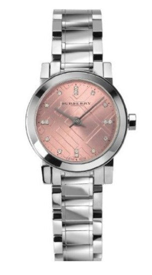 Shop Burberry The City Diamonds Pink Dial Silver Steel Strap Watch for Women - BU9223 in USA