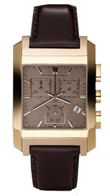 Burberry Heritage Chronograph Square Grey Dial Brown Leather Strap Watch for Men - BU1566 Buy Now By Burberry