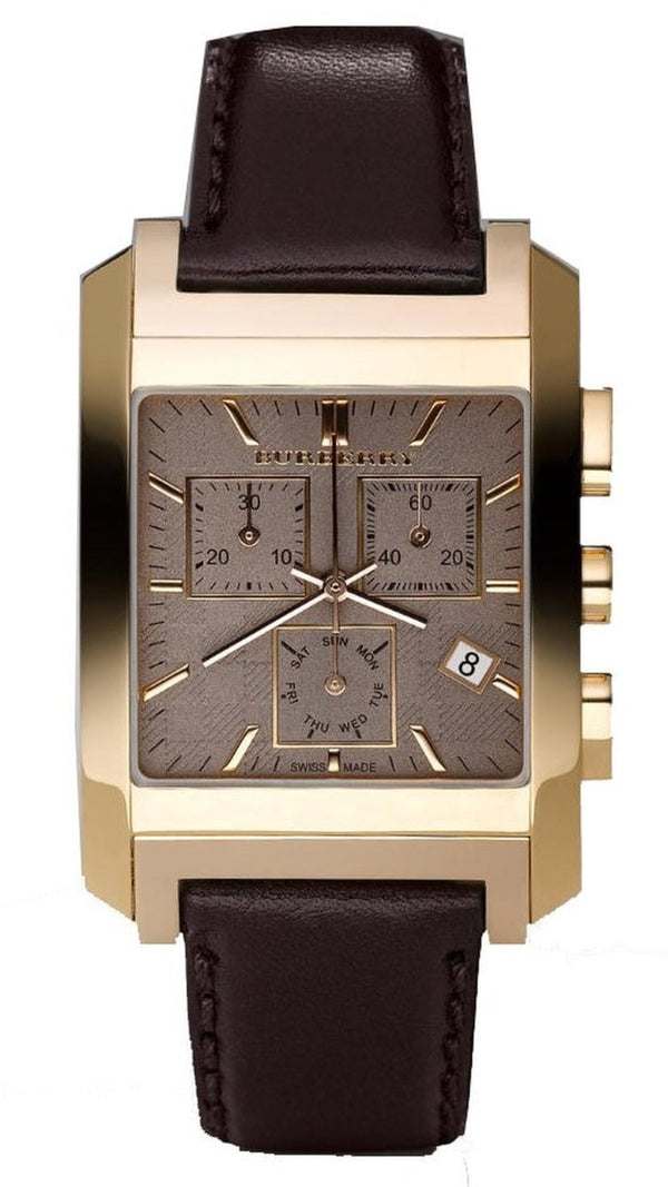 Burberry Heritage Chronograph Square Grey Dial Brown Leather Strap Watch for Men - BU1566 Buy Now By Burberry