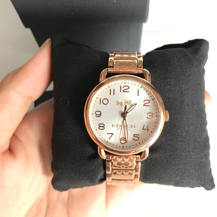 Coach Delancey White Dial Rose Gold Steel Strap Watch for Women - 14502497 Buy Now By Coach