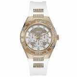 Guess Luna Diamonds White Dial White Rubber Strap Watch for Women - W0653L4 Buy Now By Guess