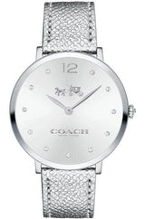 Coach Slim Easton Silver Dial Silver Leather Strap Watch for Women - 14502685 Buy Now By Coach