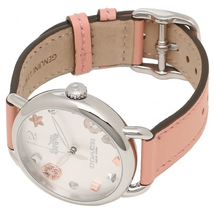 Shop Coach Tatum White Dial Pink Leather Strap Watch For Women - 14502799 in USA