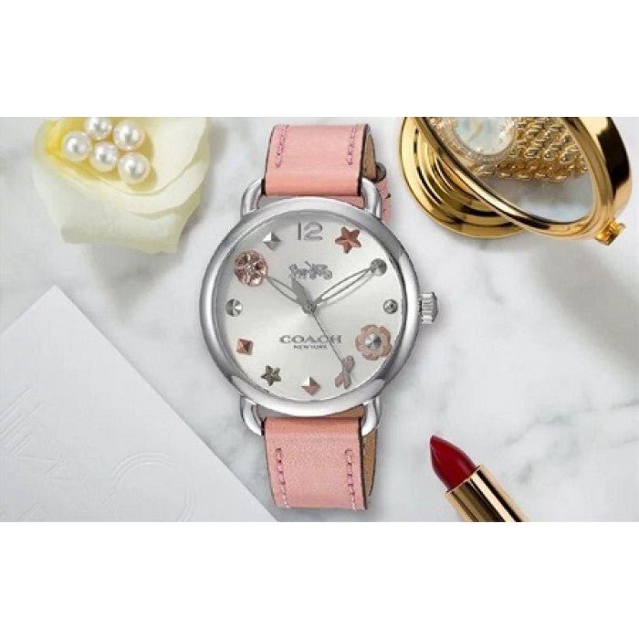 Shop Coach Tatum White Dial Pink Leather Strap Watch For Women - 14502799 in USA