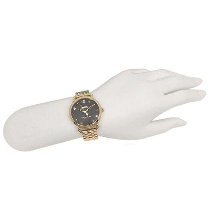 Coach Delancey Black Dial Gold Stainless Steel Strap Watch For Women - 14502813 Buy Now By Coach
