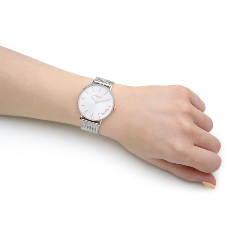 Coach Perry White Dial Silver Mesh Bracelet Watch for Women - 14503124 Buy Now By Coach