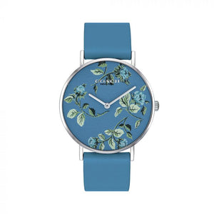 Coach Perry Floral Blue Dial Blue Leather Strap Watch for Women - 14503294