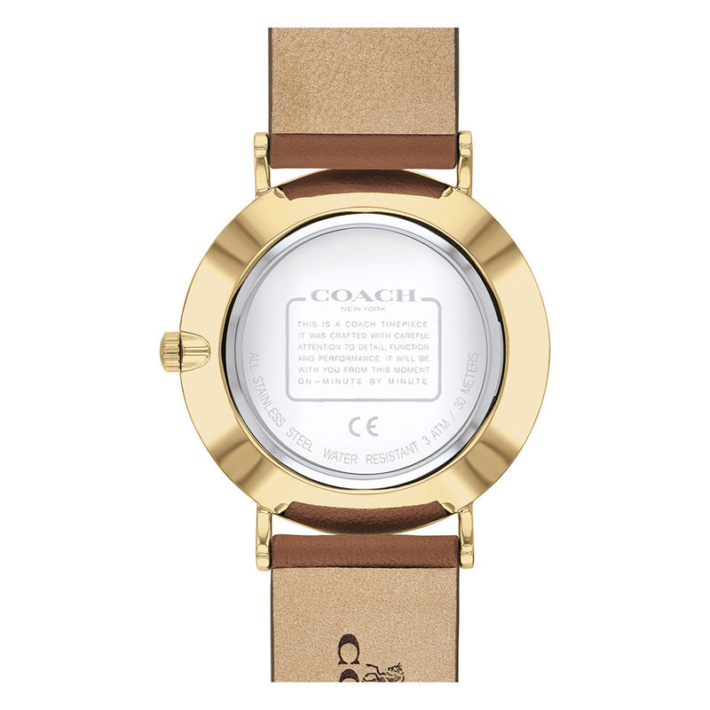 Coach Perry Analog Gold Dial Brown Leather Strap Watch for Women - 14503331-C Buy Now By Coach