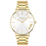 Coach Perry White Dial Gold Steel Strap Watch for Women - 14503345