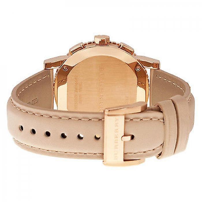 Shop Burberry The City Chronograph Rose Gold Dial Beige Leather Strap Watch For Women - BU9702 in USA