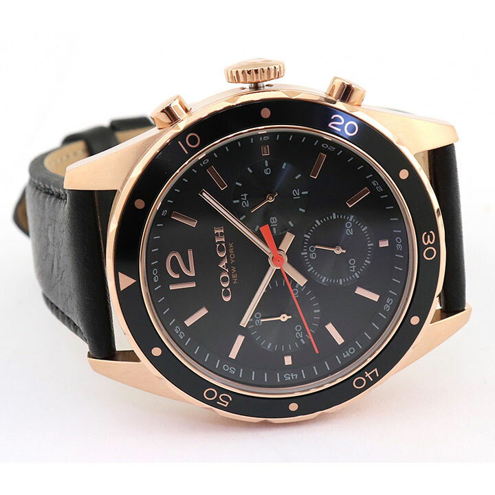 Coach Sullivan Chronograph Black Dial Black Leather Strap Watch for Men - 14602087 Buy Now By Coach