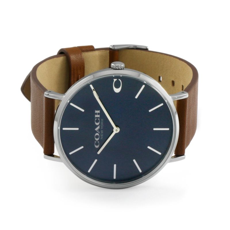 Coach Charles Blue Dial Brown Leather Strap Watch for Men - 14602151 Buy Now By Coach